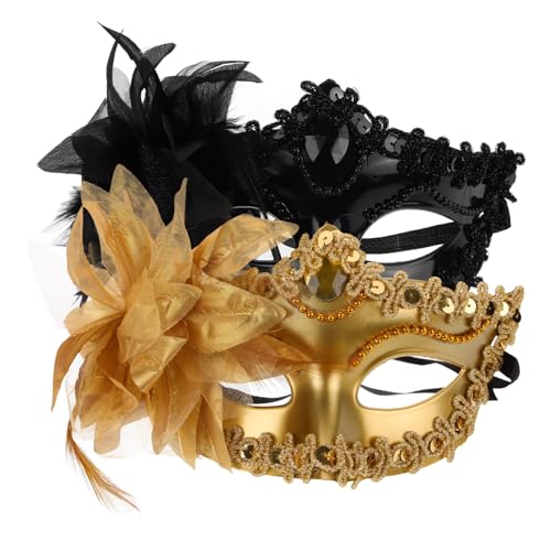 CATIEBYE 2 Stück Halloween Maske Für Damen Blumendesign Maskerade Maske Für Maskenball Und Party Cosplay Requisite Halbe Gesichtsmaske von CATIEBYE