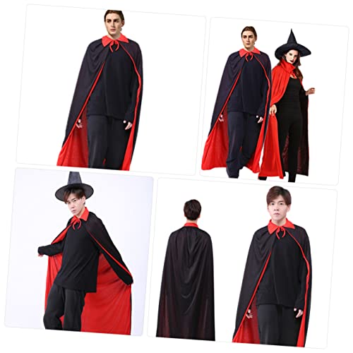 CATIEBYE 2-teiliges schwarzes und rotes Vampir-Umhang-Kostüm für Männer Frauen Jungen und Mädchen 1 Set Halloween-Cosplay-Zubehör Hexenhut von CATIEBYE