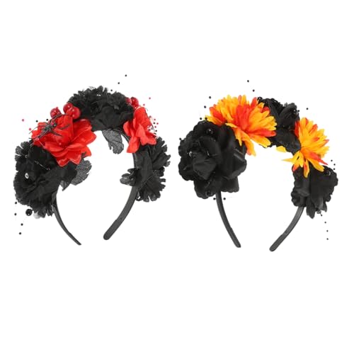 CATIEBYE 2 Stück Stoffblumen Haarband Haarschmuck Halloween Kopfschmuck Halloween Haarband Damen Stirnband Rosenblumen Modisches Stirnband CATIEBYE 2 Stück Stoffblumen Haarband Haarschmuck Halloween Kopfschmuck Halloween Haarband Damen Stirnband Rosenblumen Modisches Stirnband von CATIEBYE