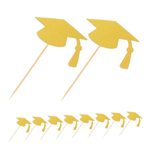 CATIEBYE 24 Stück Teiliges Graduation Cap Cake Topper Einzigartige Abschluss Tortendeko für Abschlussfeier Kreative Cupcake Topper Schulabschluss Goldene Kuchen Deko für Graduation Season CATIEBYE 24 Stück Teiliges Graduation Cap Cake Topper Einzigartige Abschluss Tortendeko für Abschlussfeier Kreative Cupcake Topper Schulabschluss Goldene Kuchen Deko für Graduation Season von CATIEBYE