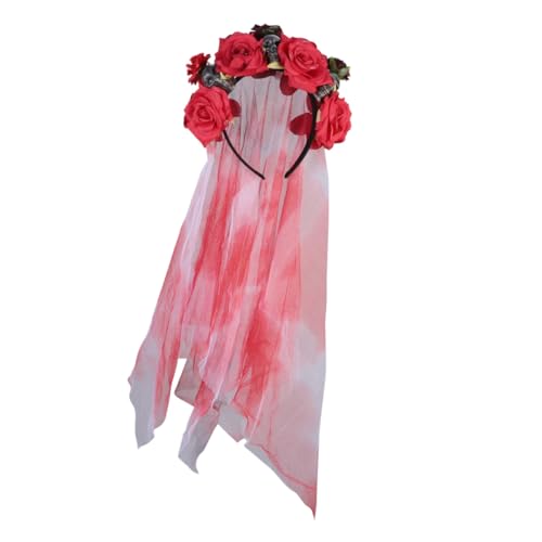 CATIEBYE Blumenstirnband Halloween Rosenblume Halloween Totenkopf Stirnband Stirnbänder Totenkopf Haarband Cosplay Stirnband Party Kopfbedeckung Blumenstirnband Kostüm CATIEBYE Blumenstirnband Halloween Rosenblume Halloween Totenkopf Stirnband Stirnbänder Totenkopf Haarband Cosplay Stirnband Party Kopfbedeckung Blumenstirnband Kostüm von CATIEBYE