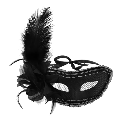 CATIEBYE Damen-maske Aus Schwarzer Spitze, Maskerade, Kostüm-maske, Party-kostüm-maske, Gefiederte Maskerade-maske Für Halloween, Party, Cosplay von CATIEBYE