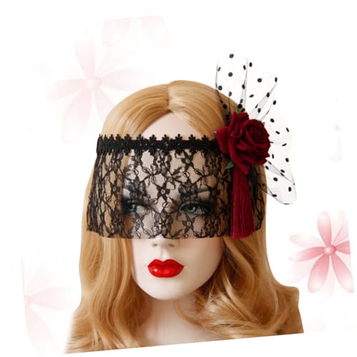 CATIEBYE Extravaganter Roter Rosen Spitzen Veilenschleier Maskerade Maske Für Damen Halbgesichtsmaske Mit Spitze Für Halloween Karneval Und Kostümpartys von CATIEBYE