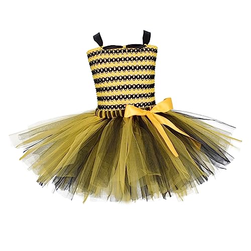 CATIEBYE Gazerock für Mädchen Mädchenrock Tüllrock für Mädchen Bienenflügel Kinder Tutu-Rock für Kleinkinder Kostüm bee costume Bienenkleid Röcke für Mädchen Partyrock für Mädchen von CATIEBYE