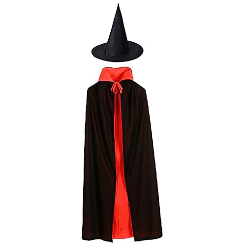 CATIEBYE Halloween Umhang Kostüm Mit Kapuze Für Erwachsene 2 Stück Schwarz Und Rot Ideales Cosplay Zubehör Für Halloween Partys Und Karneval Langer Umhang Für Hexen Und Vampire von CATIEBYE