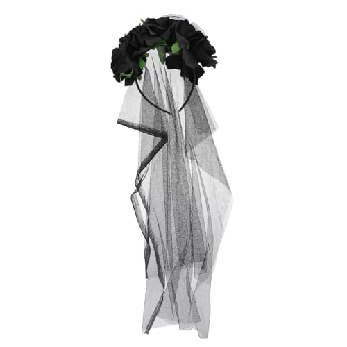 CATIEBYE Langes Netzschleier Kopfstück Accessoire Halloween Netzschleier Kopfstück Stirnband Halloween Blumenkopfstück Gothic Blumenstirnband Blumenschleier Kopfschmuck CATIEBYE Langes Netzschleier Kopfstück Accessoire Halloween Netzschleier Kopfstück Stirnband Halloween Blumenkopfstück Gothic Blumenstirnband Blumenschleier Kopfschmuck von CATIEBYE