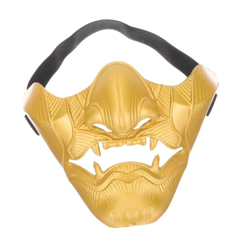 CATIEBYE Prajna Halbmaske Geister Von Tsushima-maske Geisterkostüm Halloween-clown Halloween-horror-maske Maske Halbes Gesicht Halloween-maske Für Männer Cosplay-maske Masken Golden Plastik von CATIEBYE