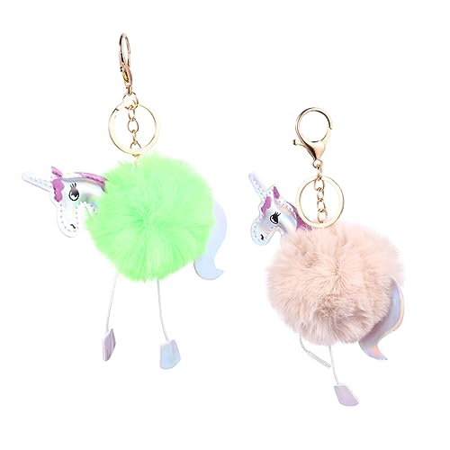 CAXUSD 1 Satz 2St Einhorn Schlüsselanhänger Tier-Pom-Pom-Schlüsselanhänger Tier-Schlüsselanhänger süße schlüsselanhänger Unicorn keychain Taschenanhänger Anhänger für Tasche Legierung von CAXUSD