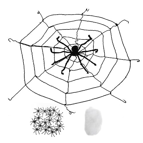CAXUSD 1 Satz Halloween-Spinnennetz Halloween-Spinnen-Requisite Simulierte Spinnenstütze Festival Gefälschte Spinne Spielzeuge Party Interessantes Spinnennetz Spinnenspielzeug Baumwolle von CAXUSD