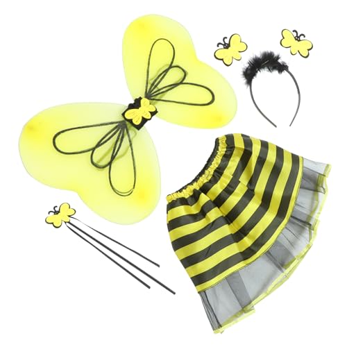 CAXUSD 1 Satz Schmetterlingsflügel eingestellt Kinderkostüm verkleiden Feenflügel verkleiden Sich feenrock Fairy Skirt trachtenstutzen Kinder Feenflügelkinder Cosplay-Kleid Plastik Yellow von CAXUSD