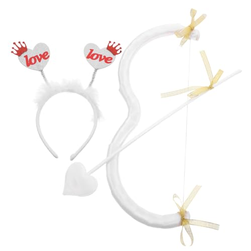 CAXUSD 1 Satz Stirnband-set Mit Und Bogen Amorbogen Cosplay Amor Einzigartige Stirnbänder Kostümzubehör Amor Cosplay-stirnband Amor Der Männer Amor Für Kostüm Amor Weiß Nylon von CAXUSD