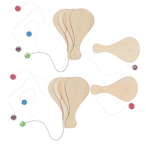 CAXUSD 10St Schläger handgefertigt bastelset basteln für Toys holzstab spielset Junge künstlich Puzzlematte Paddelball aus Holz Paddelball für Gummi von CAXUSD