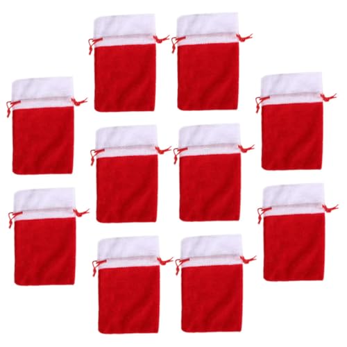 CAXUSD 10st Weihnachtsbaum-anhänger Weihnachtstaschen Tasche Für Weihnachtsgeschenke Weihnachtsverpackungstüten Weihnachtsmann-taschen Süßigkeiten-leckereien Weihnachten Stoff Rot von CAXUSD