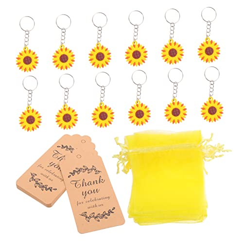 CAXUSD 12 Sätze Sonnenblumen-schlüsselanhänger Sommergeschenke Geldbeutel-anhänger Sonnenblumen-charme Sonnenblumen-gastgeschenk Sonnenblumen-ornament Zarter Schlüsselanhänger Kieselgel von CAXUSD