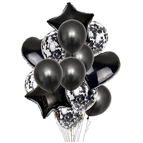 CAXUSD 14 Teiliges Set Aluminium Folienballons Für Partydekoration 2 Herzballons 2 Sternballons 5 Perlmutt Latexballons Und 5 Glitzerballons von CAXUSD