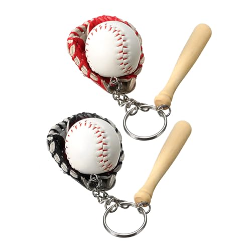 CAXUSD 2 Satz Baseball-Anzug portable tragbare wohnungsdeko Key chain Mini-Baseball-Schlüsselanhänger Baseball-Handschuhe Schlüsseldekorationen Baseball-Schlüsselanhänger aus Holz Pu von CAXUSD