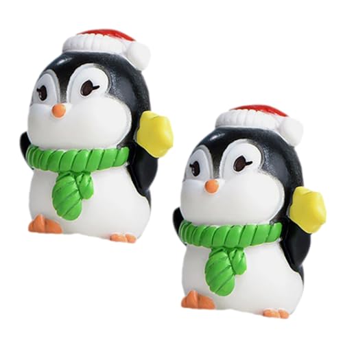 CAXUSD 2St Mikro-Landschafts-Pinguin-Ornamente Miniatur-Pinguinfiguren Tierfigur Pinguin-Statue tooniesfiguren miniaturfiguren Garten kleine Statuen Mini-Pinguin-Skulptur aus Harz Green von CAXUSD