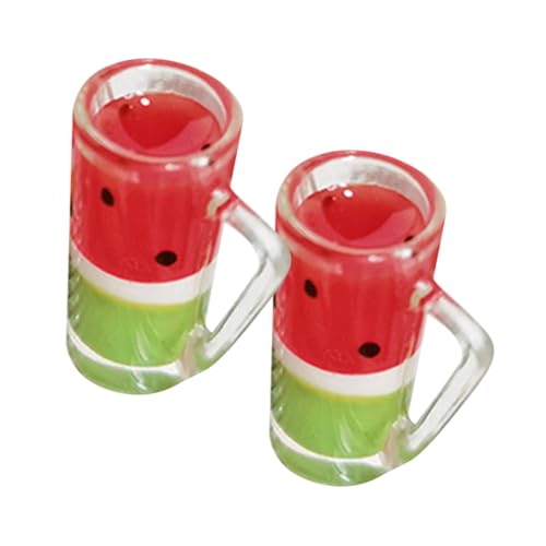 CAXUSD 2St Mini-Wassermelonenbecher Essen Zubehör für Puppenhäuser DIY House Miniature buchregal Dekoration baustützen Essbares kleines Getränkemodell Mini-Getränk Harz Wiederverwendbar von CAXUSD