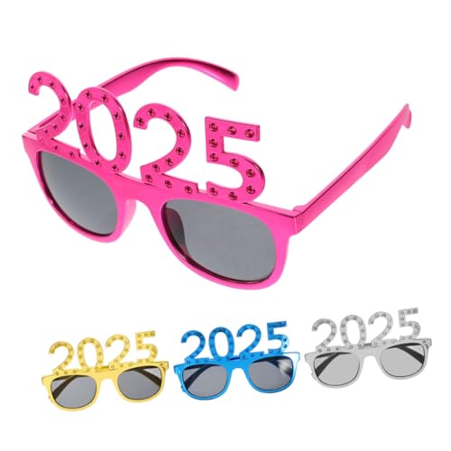 CAXUSD 4 Stück 2025 Brille brillen Partydekoration glitzer brille party brille karneval brille 2024 Brille Frohes neues Jahr Sonnenbrille Neujahrsbrille lustige Tanzbrille Stk von CAXUSD