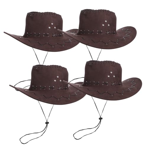 CAXUSD 4 Stück Cowboyhut für Kinder Cosplay-Kostümhut Cowboyhut für Jungen kinder cowboyhut Cowboy Hut Kinder Cowboy-Hut Sommermütze für Kinder Kinderhüte Performance-Kostümzubehör von CAXUSD