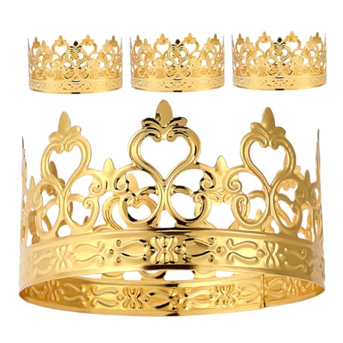 CAXUSD 4 Stück Kuchendekoration Hochzeitsaufsätze für Kuchen Kronprinzessin Kuchendeckel Geburtstagstorte Prinzessinnenkrone Tortenaufsatz Krone Mini-Tiara-Krone Kronen Eisenblech Golden von CAXUSD