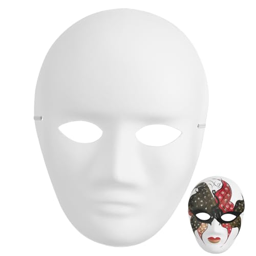 CAXUSD Halloween-Maske 4 Stück Weiße Bastelmasken Weißes Maskenkostüm Leere Kostümmaske Leere Weiße Masken Weiße Vollmaske Verkleidungsmasken Papier Vollsmaske Abschlussball von CAXUSD