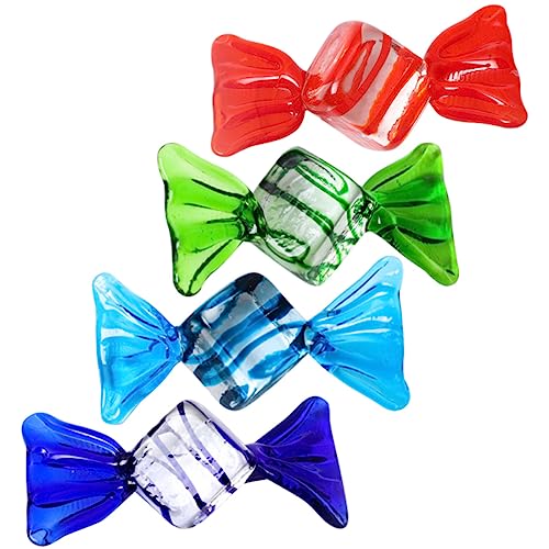 CAXUSD 4 Stück bunte Süßigkeiten Krippenschmuck winzige Süßigkeiten Ornamente büro dekoration office decoration Party-Süßigkeiten-Dekoration Hochzeit Glas Süßigkeiten Soda-Kalk-Glas von CAXUSD