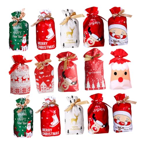 CAXUSD 50 Stück Weihnachtsessen-Tasche christmas bags weihnachtliche geschenktüten Weihnachtsbevorzugungsbeutel Weihnachtsverpackungsbeutel weihnachtsgeschenktüten mit kordelzug von CAXUSD