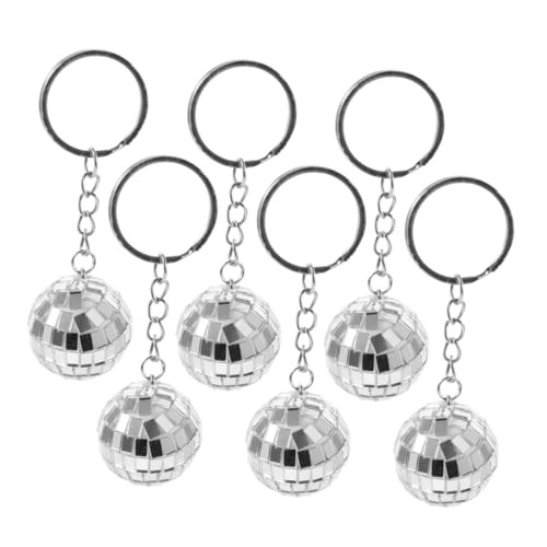 CAXUSD 6st Disco-schlüsselanhänger Disco-geschenktütenfüller Discokugelbecher Mit Hüten Discokugel-schlüsselanhänger Zubehör Für Discokugeln Taschenanhänger Disco-ball-brille Silver Abs von CAXUSD