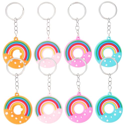 CAXUSD 8St Regenbogen-Donut-Schlüsselanhänger Schlüsselringe Süßigkeiten Schlüsselanhänger-Anhänger Schlüssel hängende Dekorationen Geldbörsen-Hängedekoration PVC-Weichkleber von CAXUSD