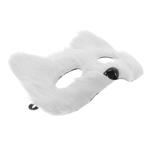 CAXUSD Fuchs Maske Maskenball Kostümzubehör realistische maske Festliche Maske party dekoration Wolf-Cosplay-Masken Lustige Tier-Halloween-Maske Mardigras-Maske Katzenmasken Flanell Weiß von CAXUSD