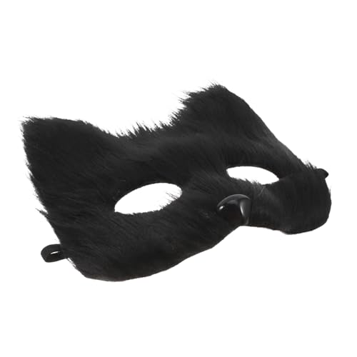 CAXUSD Fuchs Maske Maskenball Maskenparty realistische maske Halloween-Maske Kostümzubehör Maskerade Cosplay-Maske Fuchs-Cosplay-Kostüm Cosplay-Fuchsmaske Katzenmasken Flanell Black von CAXUSD