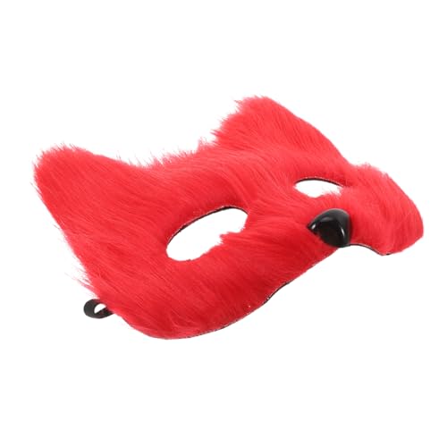 CAXUSD Fuchs Maske Pelzige Halbgesichtsmaske Plüschfuchsmasken Fuchs Kostüm Für Kinder Fuchs-hasen-masken Abschlussball Maske Lustige Tier-halloween-maske Maskerademasken Rot Pvc von CAXUSD