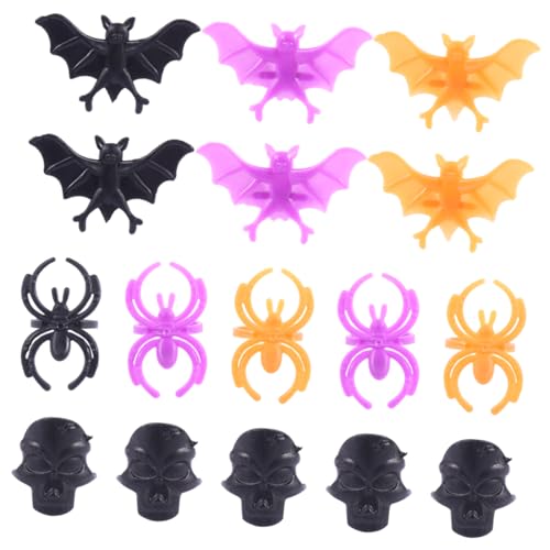 CAXUSD Kinderspielzeug 60st Halloween Ring Fledermaus Spinne Schädel Halloween-kinderringe Minispinnen Tierspielzeug Halloween-spinnenring Realistische Spinnenringe Geschenk von CAXUSD