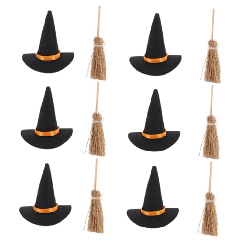 CAXUSD Mini Hexenhut und Besen Set Halloween Deko für DIY Basteln Kleine Zauberer Accessoires Handgefertigt Wiederverwendbar für Tisch und Kleine Raumdekorationen CAXUSD Mini Hexenhut und Besen Set Halloween Deko für DIY Basteln Kleine Zauberer Accessoires Handgefertigt Wiederverwendbar für Tisch und Kleine Raumdekorationen von CAXUSD