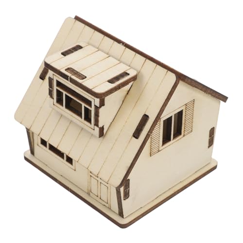 CAXUSD Miniaturhaus Sandsäcke für Kindermodelle Geschirrschrank Puppenhaus 3D-Rätsel Holzhaus Modell Puppenhaus Set Mini-Puppenhausmodell unfertiges Holzhaus hölzern Khaki von CAXUSD