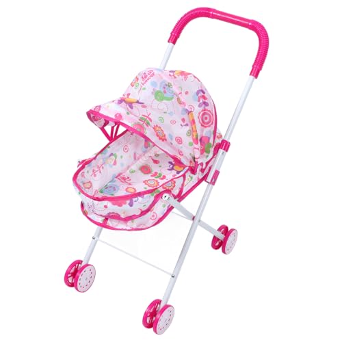 CAXUSD Simulationswagen Kinderwagen puppenwagen Puppenwagen zum Faltbarer Puppenwagen Puppenwagen Babyspielwagen Oxford-Stoff Rosa von CAXUSD