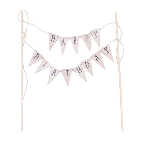 CAXUSD Vintage Alles Zum Geburtstag Kuchen Topper Banner Handgemachte Wimpel Flagge Kuchen Topper Girlande Hochzeit Und Geburtstag Party Tortendekoration von CAXUSD