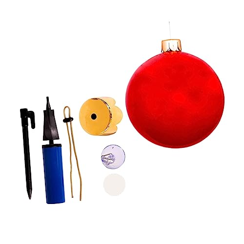 CAXUSD Weihnachtsballons Aufblasbare Übergroße Ornamente Spielzeug Für Draußen Weihnachtsgroßer Aufblasbarer Ball Aufblasbar Dekoriert Weihnachtliche Aufblasbare Balldekoration Rot Pvc von CAXUSD