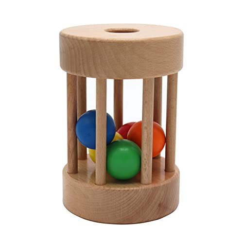 CAZSTYK Babyspielzeug Holz Rolltrommel Bunte Kugeln Säuglingspädagogisches Spielzeug Für 3-18 Monate Alte Babys Jungen Mädchen von CAZSTYK