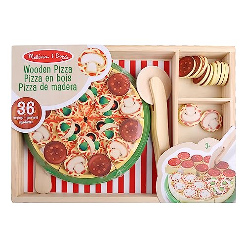 CAZSTYK Holzpuzzle Magnetisches Küchenschneidespielzeug Pizza Party Rolle Zum Spielen Realistisches Pädagogisches Kochspielzeug Baby Jungen Mädchen G von CAZSTYK