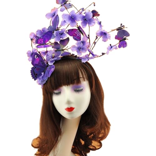 CAZSTYK Schmetterlinge Fascinator Hut Monarchen Schmetterlinge Stirnband Krone Party Kopfschmuck Halloween Kostüm Cosplay Zubehör von CAZSTYK