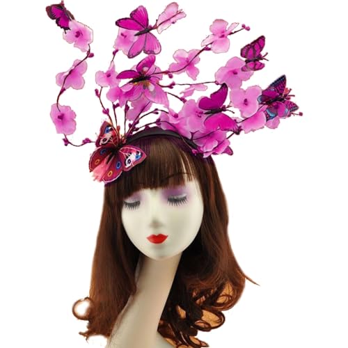 CAZSTYK Schmetterlinge Fascinator Hut Monarchen Schmetterlinge Stirnband Krone Party Kopfschmuck Halloween Kostüm Cosplay Zubehör von CAZSTYK