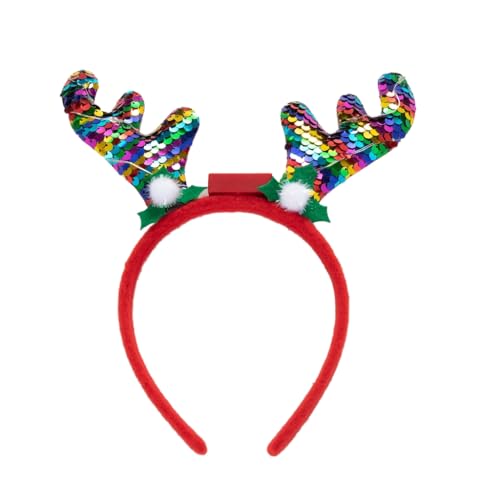 CAZSTYK Weihnachts-Rentierhorn-Stirnbänder, Glitzer, LED-Haarreifen für Weihnachten, Kopfschmuck, Kostümparty, Zubehör von CAZSTYK