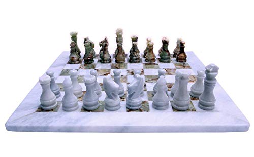 CBAM Schachbrett aus weißem Marmor und grünem Onyx weißem Marmor und grünem Onyx Chess Set Chessboard 40 cm von CBAM