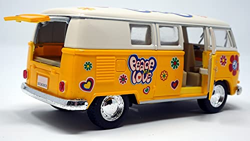 CBK-MS Bus 1962 Peace and Love gelb/beige Modellauto mit Rückziehmotor von CBK-MS