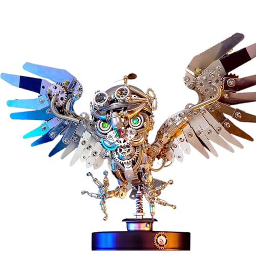 3D Metall Puzzle Modellbausatz Owl für Jugendliche Erwachsene, DIY Eule 3D Metall Puzzle Modell, Steampunk Baumodell, Dekoration, Geschenke, Weihnachten, Kunstsammlung mit LED, 700 Teile von CBLBKID