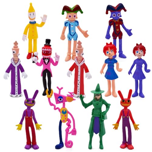 CBOSNF Digital Circus Set 12 Stück Zirkus Mini Figurines Circus Cake Topper Action-Figur Tortendeko Auto Desktop Dekorationen Ornamente Circus Charaktermodell Dekoration für Kinder von CBOSNF