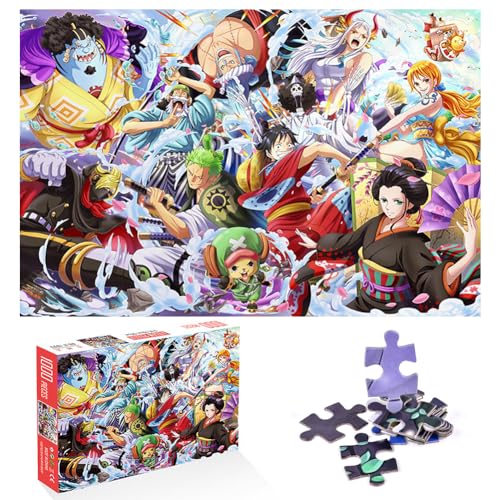 Puzzle 1000 Teile One Piece Puzzle CBOSNF Luffy Puzzle Anime Puzzle Großes Foto Poster Puzzle Farbenfrohes Legespiel für Anime Fans Erwachsene und Kinder von CBOSNF