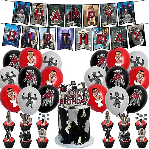 Skibidi Toilet Luftballons CBOSNF 46 PCS Skibidi Toilet Partyballon,Skibidi Toilet Luftballons Geburtstagsfeiern,Skibidi Toilet Themen Party Dekorationen Luftballons Für Kindergeburtstag Party von CBOSNF